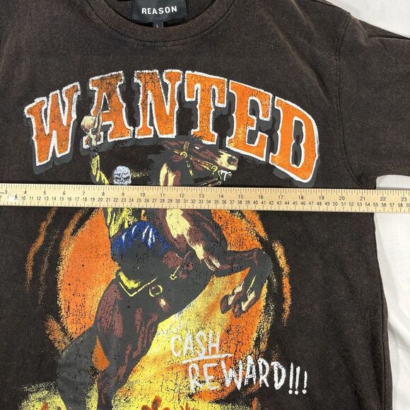 REASON BRAND T SHIRT MENS LARGE BLACK BROWN TIE DYE WANTED CASH REWARD HORSE NWT - Picture 11 of 12